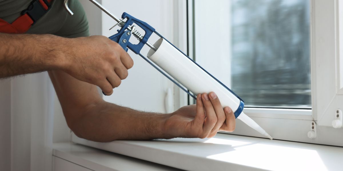 sealing an air leak with caulk